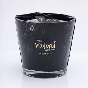 Glossy geurkaars Marble zwart small