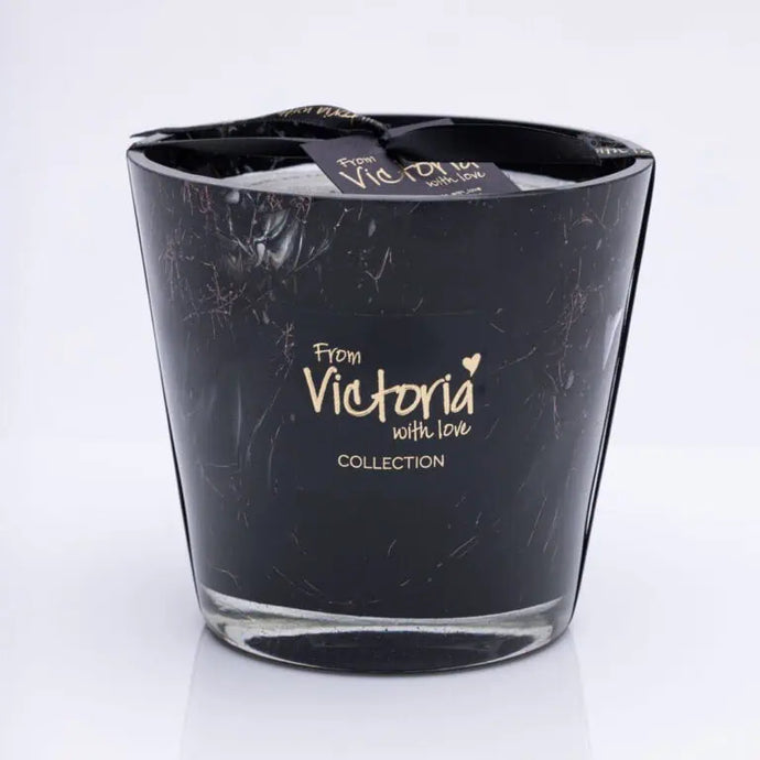 Glossy geurkaars Marble zwart small
