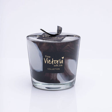 Glossy geurkaars wave black small